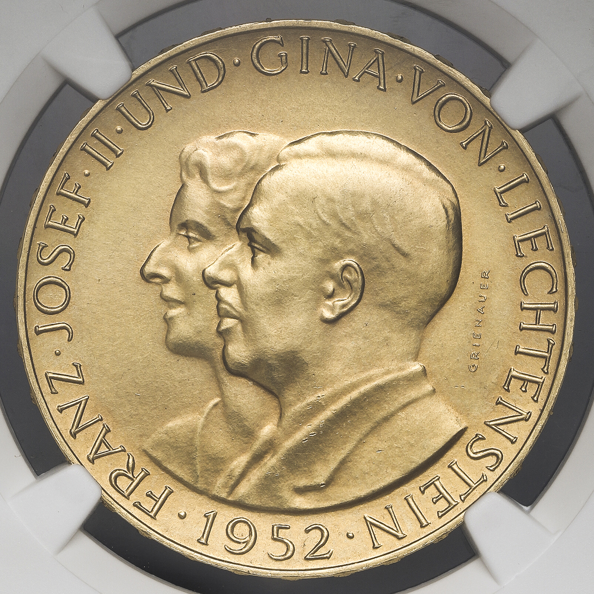 限时竞拍 Liechtenstein リヒテンシュタイン 100franken 1952 Ngc Ms63