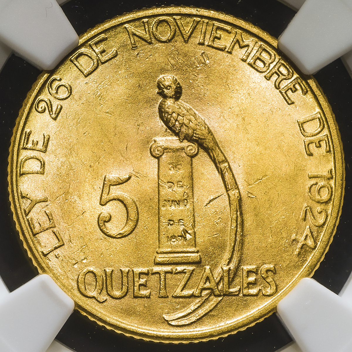 钱币博物馆 Guatemala グァテマラ 5quetzales 1926 Au Unc