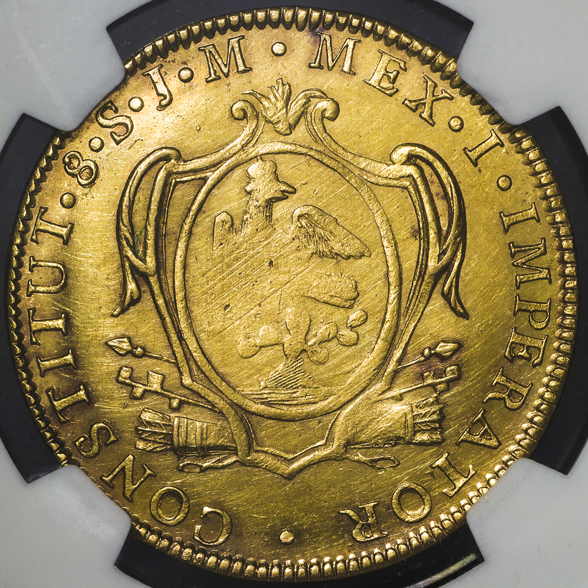 限时竞拍 Mexico Empire Of Iturbide メキシコ第一帝政8escudos 13jm Ngc Ms60