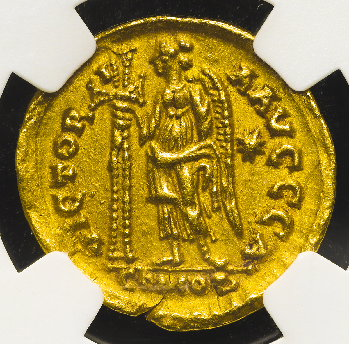 钱币博物馆 Ostrogoths 東ゴート族 Av Solidus Theoderic テオドリック Ad493 526 軽いスクラッチ Ef