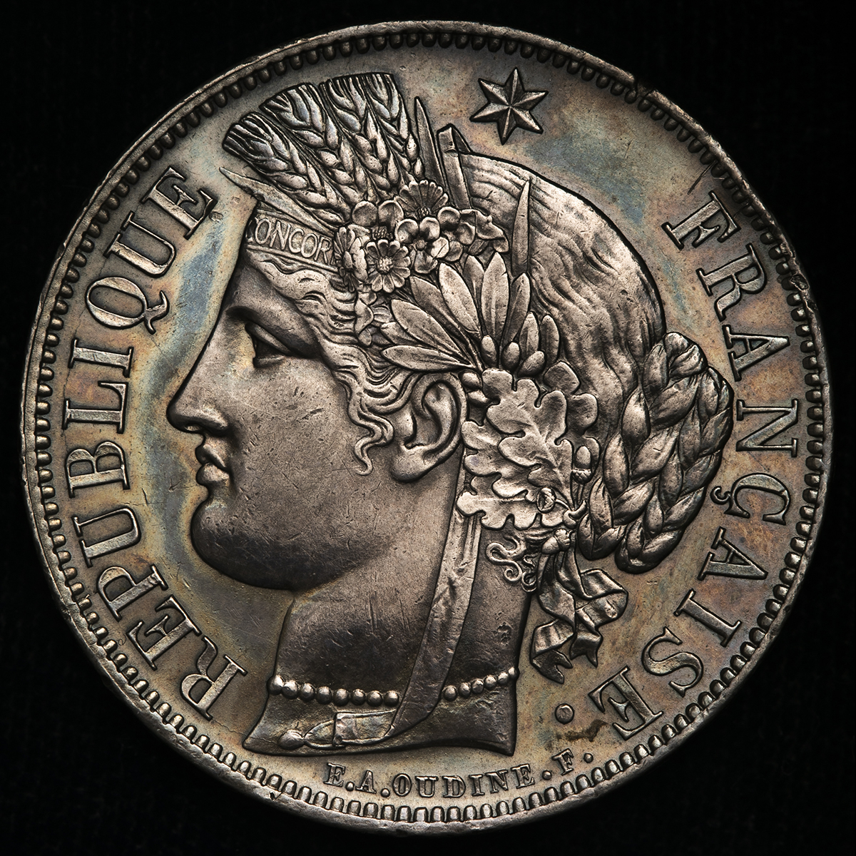 钱币博物馆 France 2nd Rep 第二共和政 1848 52 5francs 1851a Cleaned 洗浄 トーンau