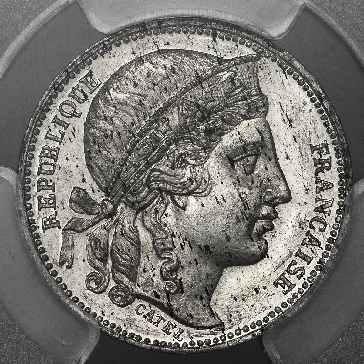 钱币博物馆 France 2nd Rep 第二共和政 1848 51 Pattern francs In White Metal 1848 見本打au Unc