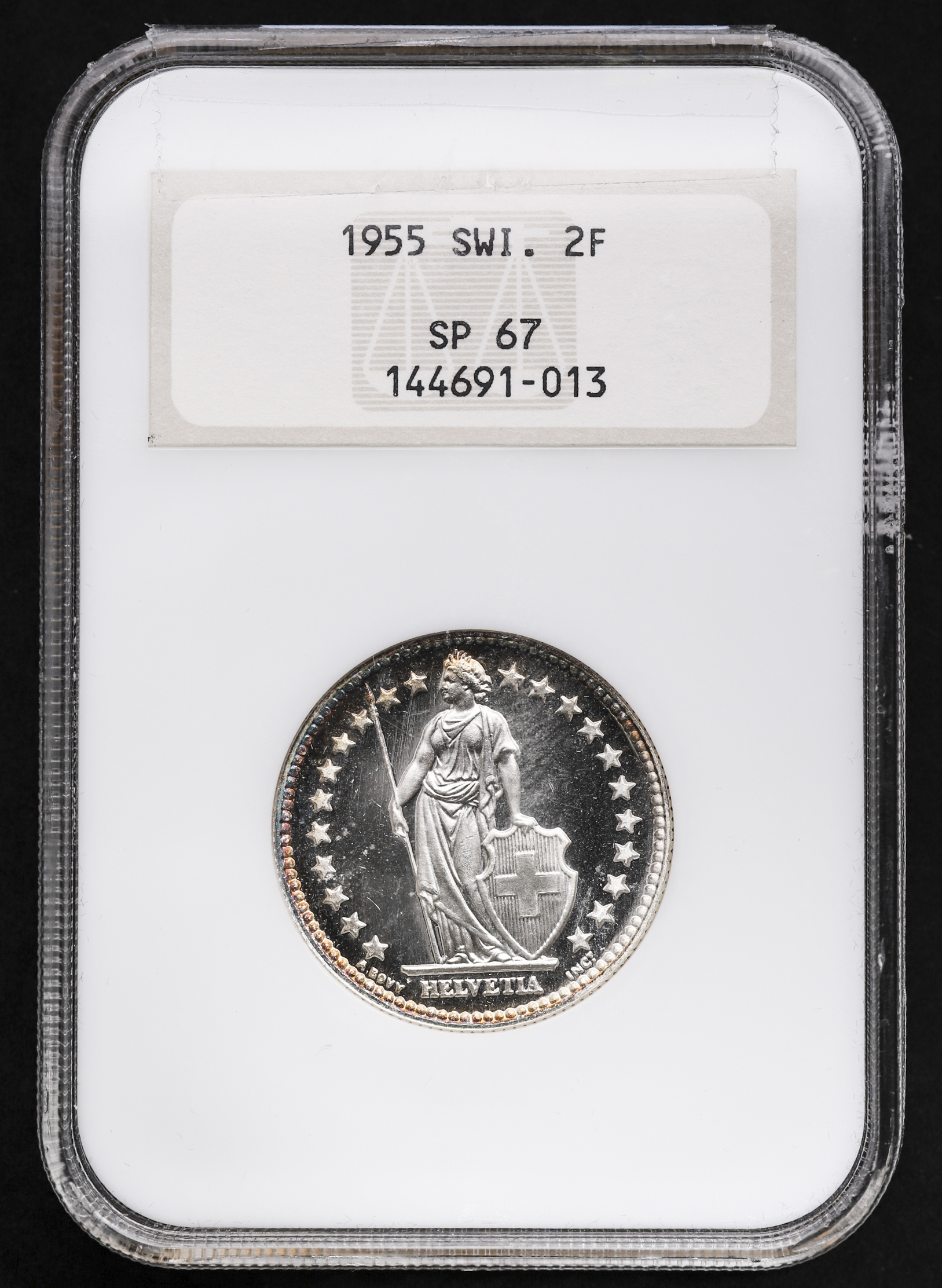 钱币博物馆| SWITZERLAND Confederation スイス連邦2Francs 1955 NGC-SP67