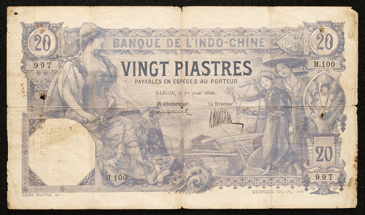 钱币博物馆| FRENCH INDO-CHINA フランス領インドシナ20Piastres 1920