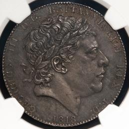 GREAT BRITAIN George III ジョージ3世（1760~1820） Pattern Crown in Silver 1818 NGC-PF63