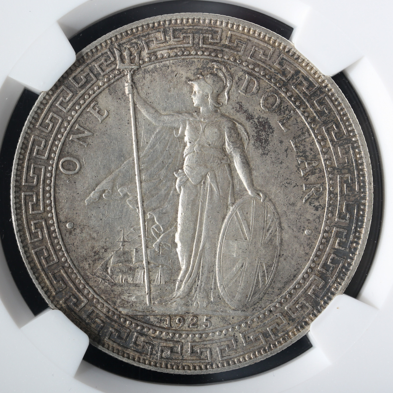 限时竞拍,British Trade Dollar イギリス貿易銀Dollar 1925 NGC-AU55