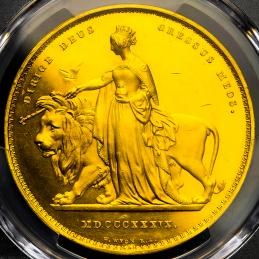 GREAT BRITAIN Victoria ヴィクトリア（1837~1901） 5Pounds 1839 PCGS-PR Genuine UNC Detail“Repaired“