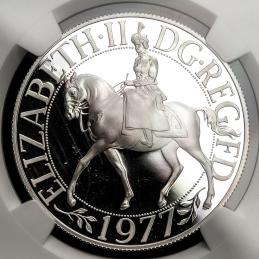 GREAT BRITAIN Elizabeth II エリザベス2世（1952~2022） 25Pence in Silver 1977 NGC-PF70 Ultra Cameo Proof