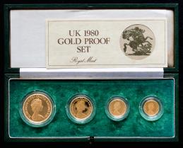 GREAT BRITAIN Elizabeth II エリザベス2世（1952~） Proof Set 1980   S-PGS01 KM-PS37 1/2~5Poundsまでの4種のプルーフ金貨 オリジナルケース付き with original case 