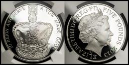 GREAT BRITAIN Elizabeth II エリザベス2世（1952~2022） 5Pounds in Silver 2013 保証書・ケース付 with cert and case NGC-PF69 Ultra Cameo Proof