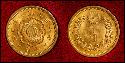 新十圓金貨 New type 10Yen 明治30年（1897）  財務省放出金貨  ケース経年劣化