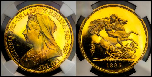 GREAT BRITAIN Victoria ヴィクトリア（1837~1901） 5Pounds 1893 NGC-PF62 Ultra Cameo