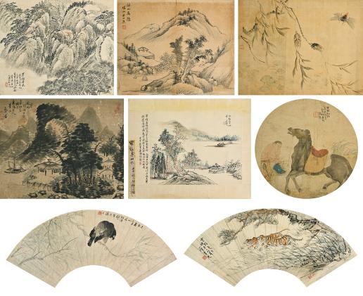 山水、花鳥、人物八幀