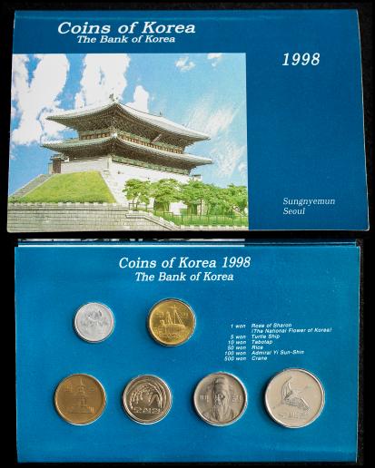 SOUTH KOREA 韓国 Coin set 1998 1Won~500Won 6枚入  