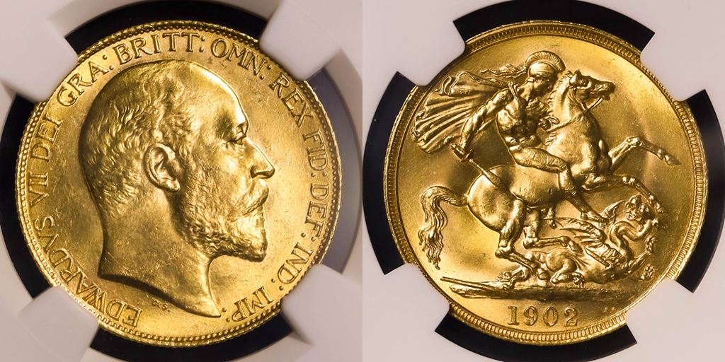 钱币博物馆| （NCG-MS64）GREAT BRITAIN Edward VII エドワード7世2金 