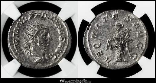 Roman Empire ローマ帝国 AR Antoninianus（Double-Denarius）フィリップ1世 AD244~249  NGC-MS“Strike 5/5 Surface4/5“