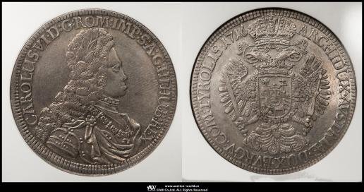 HOUSE OF HABSBURG Karl VI カール6世（1711~40）Taler 1716  NGC-AU Details“Surface Hairlines”（スラブ小破損）
