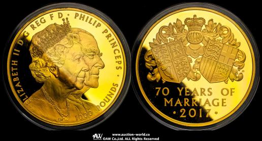 GREAT BRITAIN Elizabeth II エリザベス2世（1952~2022） 1000Pounds in Gold 2017