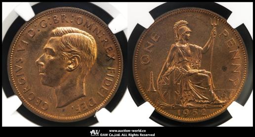 GREAT BRITAIN George VI ジョージ6世（1936~52） Penny 1952
