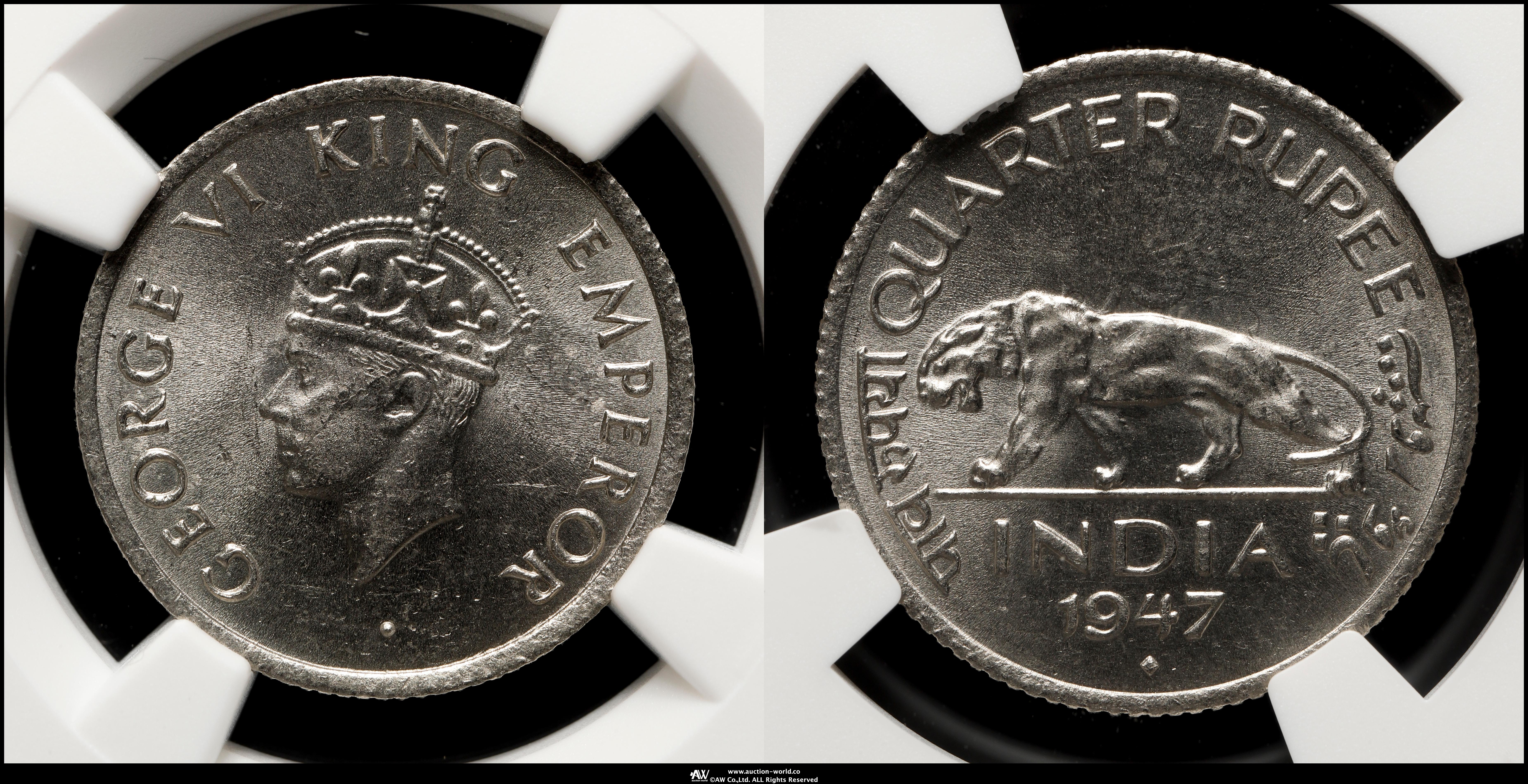 钱币博物馆| INDIA British India イギリス領インド1/4Rupee 1947（B）